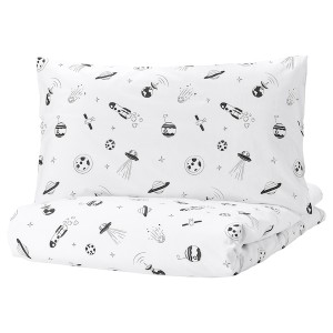 IKEA AFTONSPARV duvet cover and pillowcase(s), Twin White / Black, Ikea Ireland | 1906YIHOV