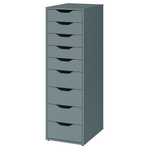 IKEA ALEX drawer unit with 9 drawers, 14 1/8x45 5/8 in Gray / Turquoise, Ikea Ireland | 7950RGXDQ