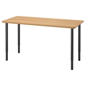 IKEA ANFALLARE / OLOV desk, bamboo/black, 55 1/8x25 5/8 in Black, Ikea Ireland | 4259ADEPC