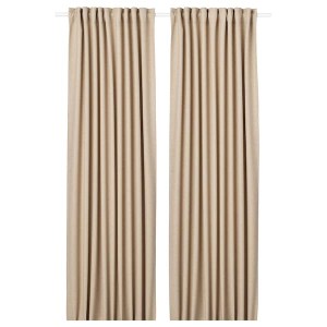 IKEA ANNAKAJSA room darkening curtains, 1 pair, 57x98 in Beige, Ikea Ireland | 3597FUYQT