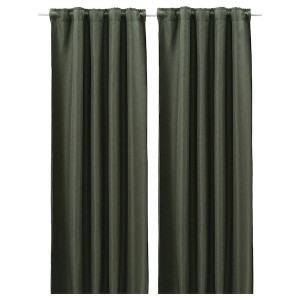 IKEA ANNAKAJSA room darkening curtains, 1 pair, 57x98 in Dark Green, Ikea Ireland | 3290VHIXF