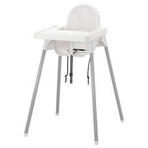IKEA ANTILOP high chair with tray, white/silver color, Ikea Ireland | 4695GOEBS