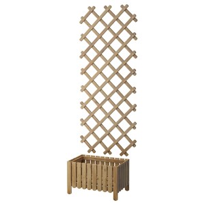 IKEA ASKHOLMEN flower box with trellis, outdoor Light Brown Stained, Ikea Ireland | 7694BXLNY