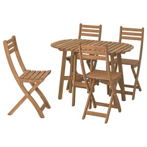 IKEA ASKHOLMEN gateleg table+4 chairs, outdoor, foldable dark brown, Ikea Ireland | 4638IOCHN