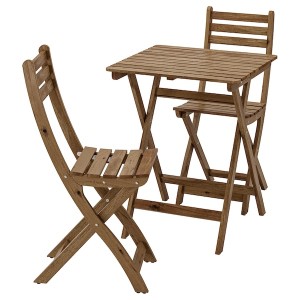 IKEA ASKHOLMEN table+2 chairs, outdoor, light brown stained, Ikea Ireland | 5647ZKTEQ