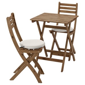 IKEA ASKHOLMEN table and 2 folding chairs, outdoor, light brown stained/Frösön/Duvholmen beige, Ikea Ireland | 2168RXUOL