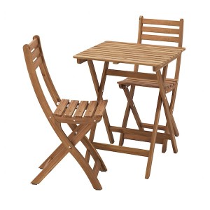 IKEA ASKHOLMEN table and 2 folding chairs, outdoor, dark brown, 23 5/8x24 3/8 in, Ikea Ireland | 0896SUGVB