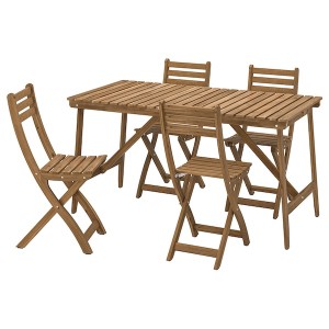 IKEA ASKHOLMEN table and 4 folding chairs, outdoor, dark brown, 56 1/4x29 1/2 in, Ikea Ireland | 3784MUNGO