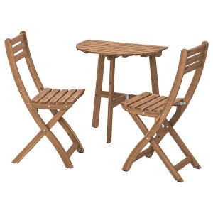 IKEA ASKHOLMEN wall table+2 folding chairs,outdoor, 27 1/2x17 3/8 in Dark Brown, Ikea Ireland | 8294FBGXM