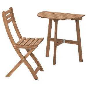 IKEA ASKHOLMEN wall table & folding chair, outdoor, dark brown, 27 1/2x17 3/8 in, Ikea Ireland | 5689FODEP