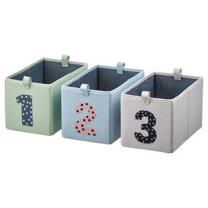 IKEA BARNDRÖM box, set of 3, green blue/beige, 6 ¾x10 ¾x6 ¾ in, Ikea Ireland | 3048THRIA