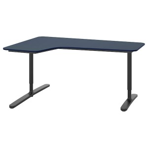 IKEA BEKANT corner desk-left, 63x43 1/4 in Linoleum Blue / Black, Ikea Ireland | 3482ORTWL