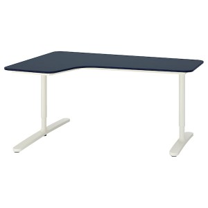 IKEA BEKANT corner desk-left, 63x43 1/4 in Linoleum Blue / White, Ikea Ireland | 0836QHKJC