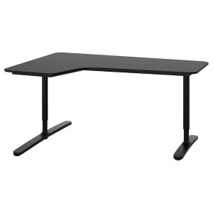 IKEA BEKANT corner desk-left stained ash veneer/black, 63x43 1/4 in Black, Ikea Ireland | 0826HVGZY