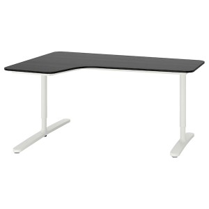 IKEA BEKANT corner desk-left stained ash veneer/white, 63x43 1/4 in Black, Ikea Ireland | 6137QOXCA