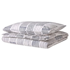 IKEA BERGKORSÖRT duvet cover and pillowcase(s), Twin White / Gray, Ikea Ireland | 3901VMHZX