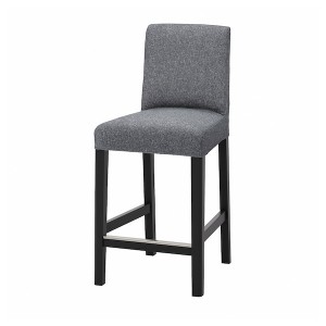 IKEA BERGMUND bar stool with backrest, 24 3/8 in Black / Gunnared Medium Gray, Ikea Ireland | 9231HEOJA