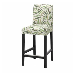 IKEA BERGMUND bar stool with backrest, 24 3/8 in Black / Fågelfors Multicolor, Ikea Ireland | 6834UZLHX