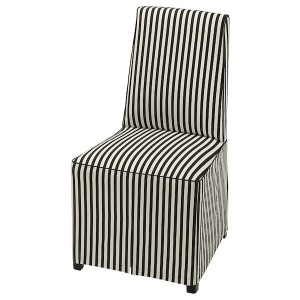IKEA BERGMUND chair with long cover Black / Black / White, Ikea Ireland | 8549WIAGL