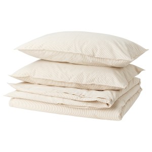 IKEA BERGPALM duvet cover and pillowcase(s), Full/Queen (Double/Queen) Yellow / White / Stripe, Ikea Ireland | 8710QGOPJ