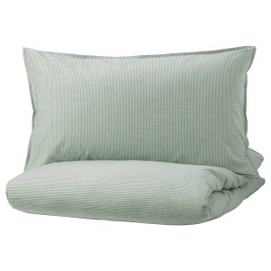 IKEA BERGPALM duvet cover and pillowcase(s), Twin Green / Stripe, Ikea Ireland | 1465QXYWU