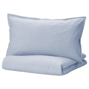 IKEA BERGPALM duvet cover and pillowcase(s), King Blue / Stripe, Ikea Ireland | 7092JBUFP
