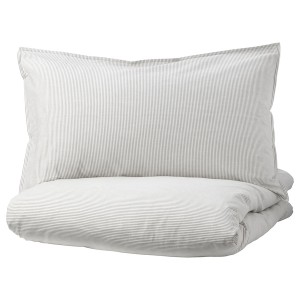 IKEA BERGPALM duvet cover and pillowcase(s), King Gray / Stripe, Ikea Ireland | 3871AGLXP