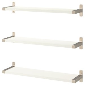 IKEA BERGSHULT / GRANHULT wall shelf combination, 31 1/2x7 7/8 in White / Nickel Plated, Ikea Ireland | 3162NOZMW