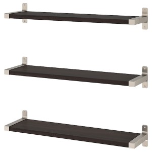 IKEA BERGSHULT / GRANHULT wall shelf combination, 31 1/2x7 7/8 in Brown / Black / Nickel Plated, Ikea Ireland | 9150ZJWAO