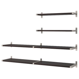 IKEA BERGSHULT / GRANHULT wall shelf combination, 63x11 3/4 in Brown / Black / Nickel Plated, Ikea Ireland | 9510HPADU