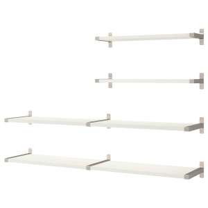IKEA BERGSHULT / GRANHULT wall shelf combination, 63x11 3/4 in White / Nickel Plated, Ikea Ireland | 0216KYQZP