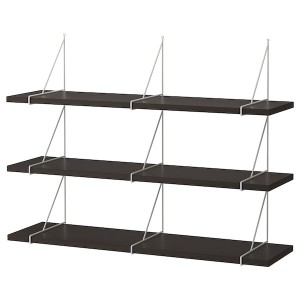 IKEA BERGSHULT / PERSHULT wall shelf combination, 47 1/4x11 3/4 in Brown / Black / White, Ikea Ireland | 0637ZNKPV