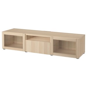 IKEA BESTÅ TV bench, 70 7/8x16 1/2x15 3/8 in White Stained Oak Effect / Lappviken Wht Stained Oak Effect Clea, Ikea Ireland | 1465PIJTL