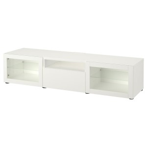 IKEA BESTÅ TV bench, 70 7/8x16 1/2x15 3/8 in White / Lappviken White Clear Glass, Ikea Ireland | 2541JATBH