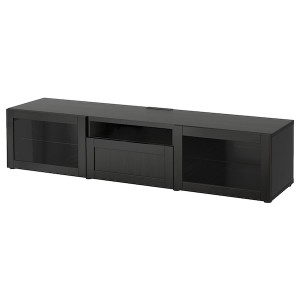 IKEA BESTÅ TV bench, 70 7/8x16 1/2x15 3/8 in Black / Brown / Hanviken Black / Brown Clear Glass, Ikea Ireland | 9861JDEQV