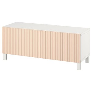 IKEA BESTÅ TV bench with doors, 47 1/4x16 1/2x18 7/8 in White Björköviken / Stubbarp / Birch Veneer, Ikea Ireland | 5369GAEQS