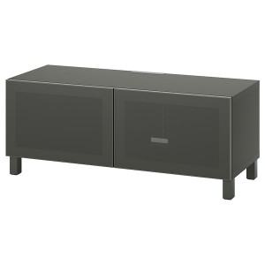 IKEA BESTÅ TV bench with doors, 47 1/4x16 1/2x18 7/8 in Dark Gray / Mörtviken / Stubbarp Dark Gray, Ikea Ireland | 1275JZXQP