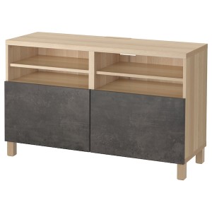 IKEA BESTÅ TV bench with doors, 47 1/4x16 1/2x29 1/8 in White Stained Oak Effect Kallviken / Stubbarp / Dark Gray Concre, Ikea Ireland | 3156KOLYB