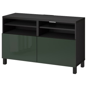 IKEA BESTÅ TV bench with doors, 47 1/4x16 1/2x29 1/8 in Black / Brown / Selsviken / Stubbarp Dark Olive / Green, Ikea Ireland | 2459ONEAV