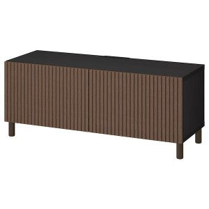 IKEA BESTÅ TV bench with doors, 47 1/4x16 1/2x18 7/8 in Black / Brown Björköviken / Mejarp / Brown Stained Oak Veneer, Ikea Ireland | 9785GAFOS