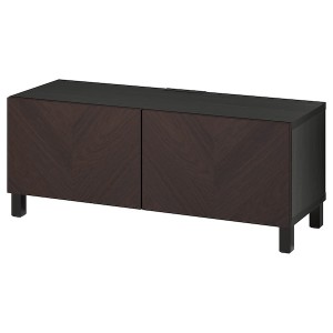 IKEA BESTÅ TV bench with doors, 47 1/4x16 1/2x18 7/8 in Black / Brown Hedeviken / Stubbarp / Dark Brown Stained Oak Vene, Ikea Ireland | 6348PSGDC