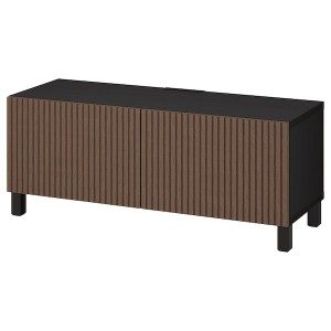 IKEA BESTÅ TV bench with doors, 47 1/4x16 1/2x18 7/8 in Black / Brown Björköviken / Stubbarp / Brown Stained Oak Veneer, Ikea Ireland | 7910LVTCO