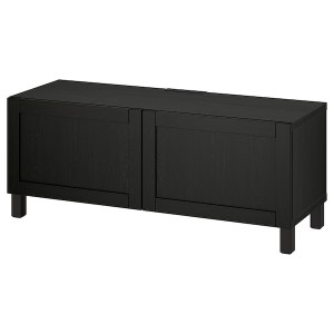 IKEA BESTÅ TV bench with doors, 47 1/4x16 1/2x18 7/8 in Black / Brown / Hanviken / Stubbarp Black / Brown, Ikea Ireland | 1025EAMVW