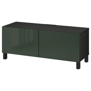 IKEA BESTÅ TV bench with doors, 47 1/4x16 1/2x18 7/8 in Black / Brown / Selsviken / Stubbarp Dark Olive / Green, Ikea Ireland | 3265SYBVR