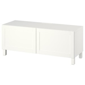 IKEA BESTÅ TV bench with doors, 47 1/4x16 1/2x18 7/8 in White Hanviken / Stubbarp / White, Ikea Ireland | 5402RZJIU