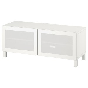 IKEA BESTÅ TV bench with doors, 47 1/4x16 1/2x18 7/8 in White / Mörtviken / Stubbarp White, Ikea Ireland | 3098DQVBZ