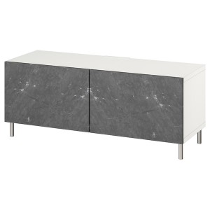 IKEA BESTÅ TV bench with doors, 47 1/4x16 1/2x18 7/8 in White Bergsviken / Ösarp / Black, Ikea Ireland | 0341URODK
