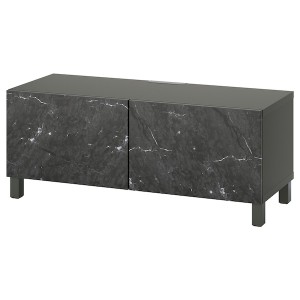 IKEA BESTÅ TV bench with doors, 47 1/4x16 1/2x18 7/8 in Dark Gray / Bergsviken / Stubbarp Black, Ikea Ireland | 2861IRQCU