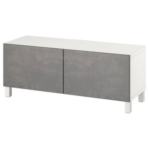 IKEA BESTÅ TV bench with doors, 47 1/4x16 1/2x18 7/8 in White Kallviken / Stubbarp / Dark Gray, Ikea Ireland | 8047OCISH