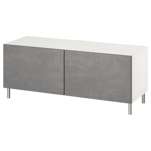 IKEA BESTÅ TV bench with doors, 47 1/4x16 1/2x18 7/8 in White / Kallviken / Ösarp Dark Gray, Ikea Ireland | 5784NHBDQ